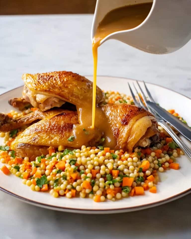 Roast Chicken with Warm Fregola Salad Recipe
