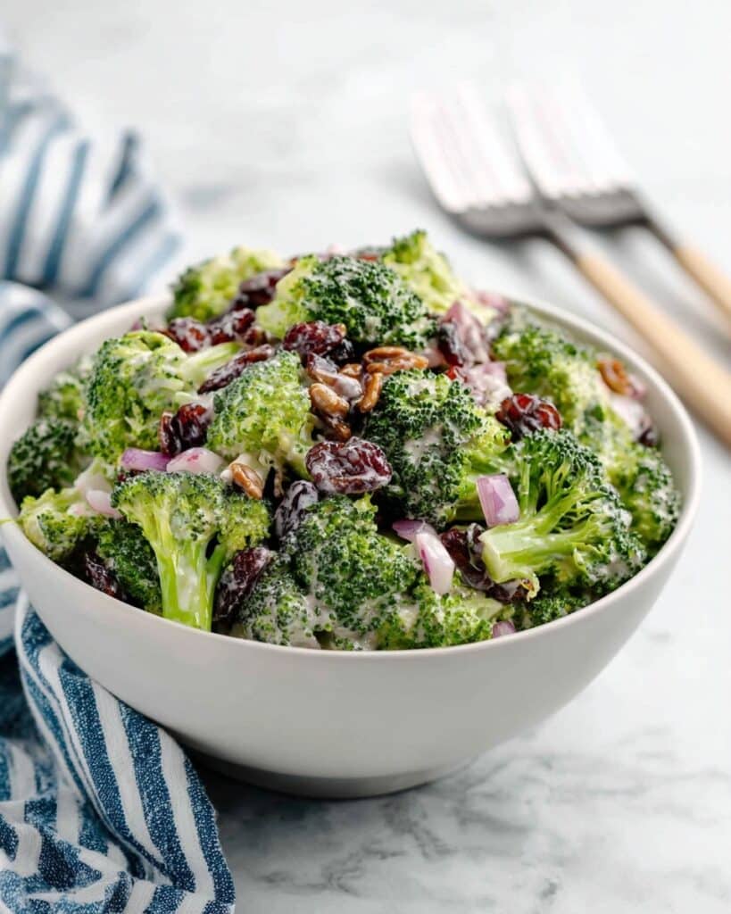 Healthy Broccoli Salad with Cranberries and Feta Recipe