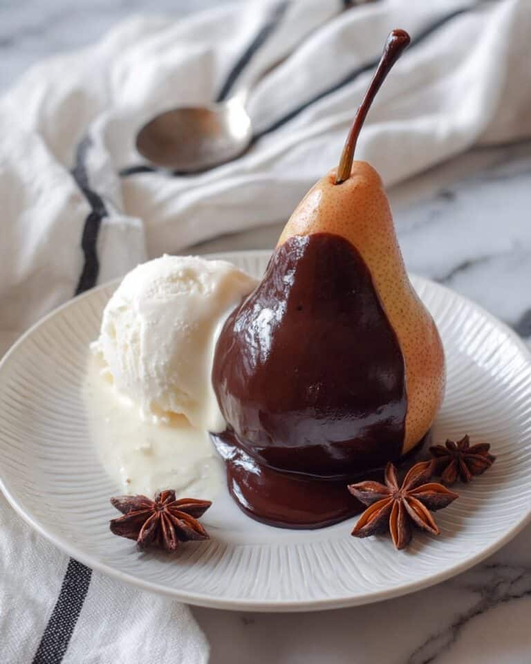 Poires Belle Hélène—Poached Pears with Chocolate Sauce Recipe