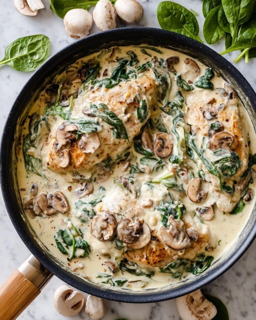 Creamy Parmesan Garlic Mushroom Chicken Recipe
