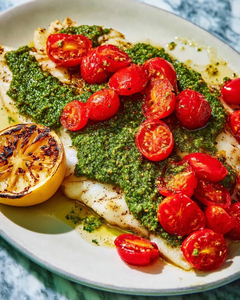 Baked Chilean Sea Bass with Pesto Recipe