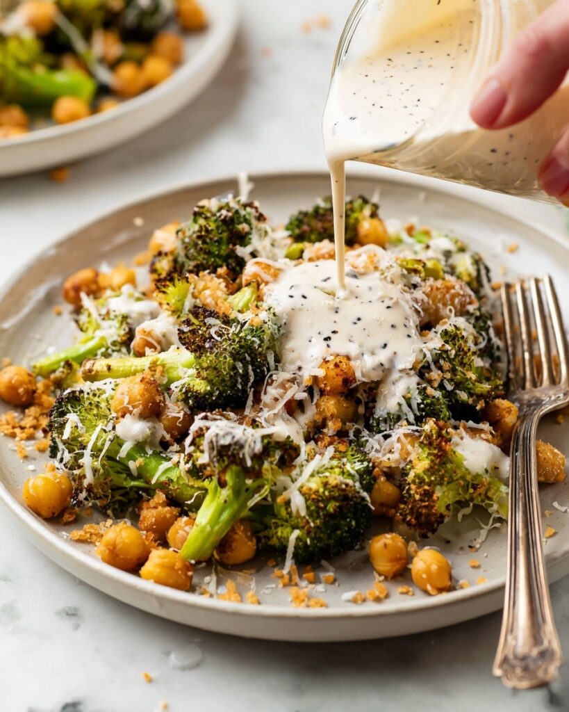 Broccoli Caesar Salad with Crispy Chickpeas Recipe