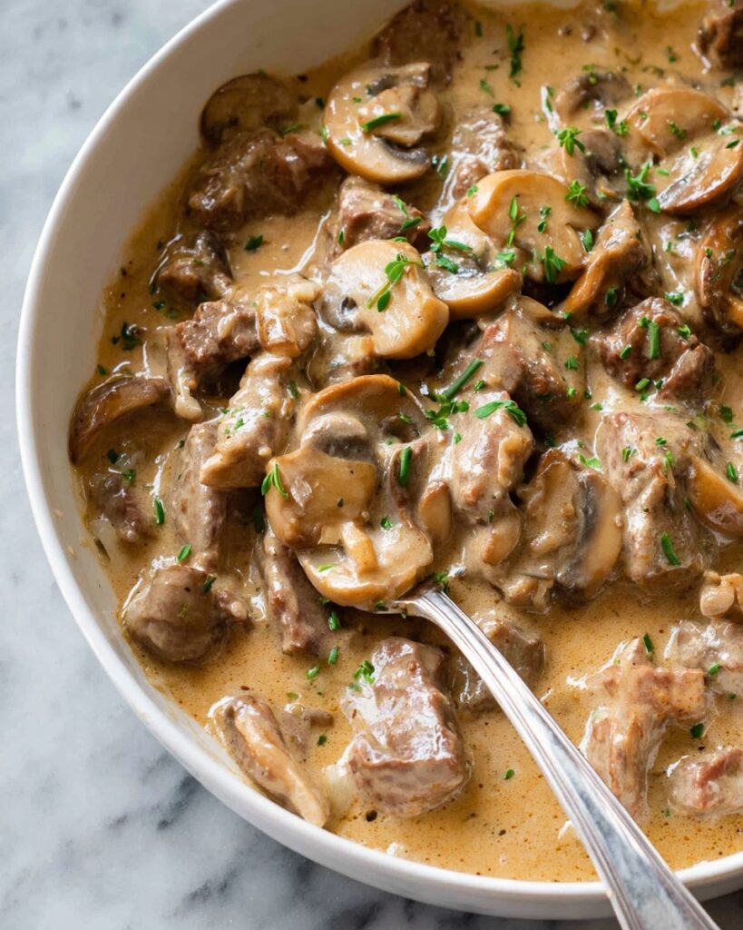 Easy Beef Stroganoff with Mushrooms and Noodles Recipe