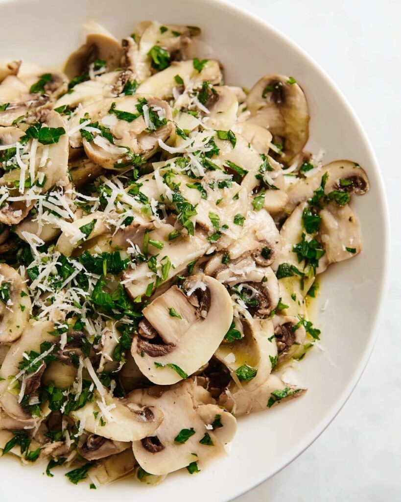 Fresh Mushroom Salad with Lemon Parmesan Recipe
