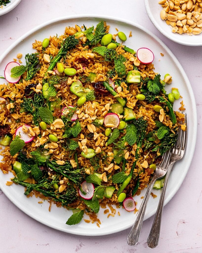 Crispy Rice Salad with Veggies and Peanuts Recipe