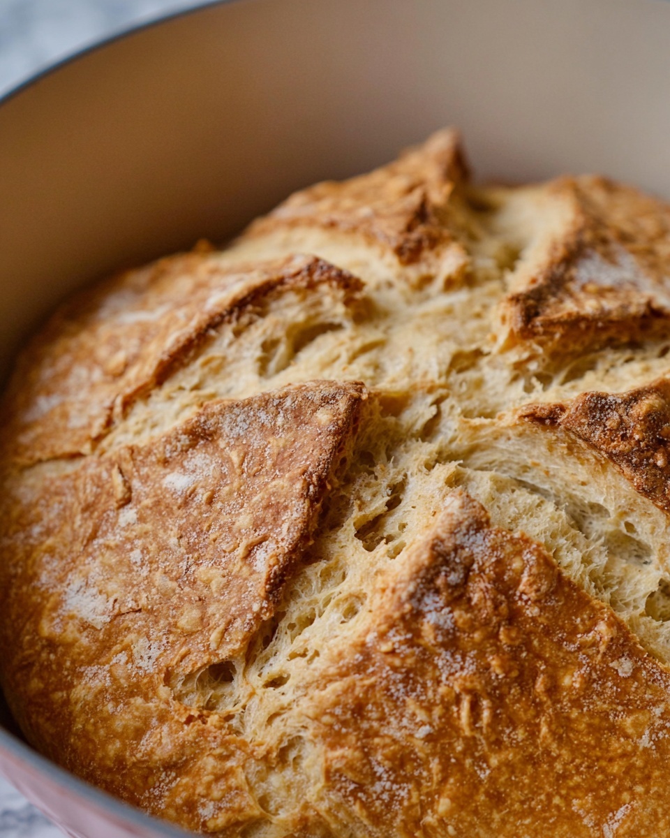 A close-up image of a golden brown baked bread with a rough, crumbly texture. It has a round shape with several folded triangular crust pieces standing upright on top, creating a layered look. The bread's surface is uneven with small cracks and a slightly flaky appearance. It is inside a white bowl, with the bowl’s rim softly visible around the edges. The background shows a white marbled texture photo taken with an iphone --ar 4:5 --v 7
