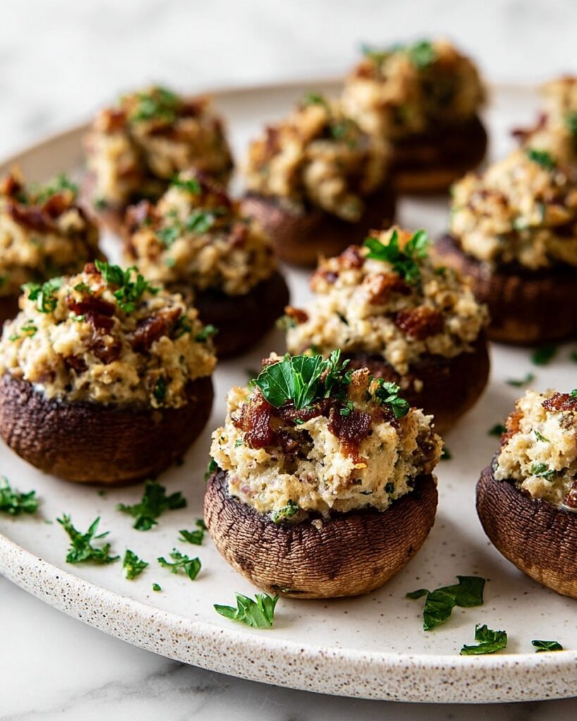 Cheesy Stuffed Mushrooms with Pecans Recipe