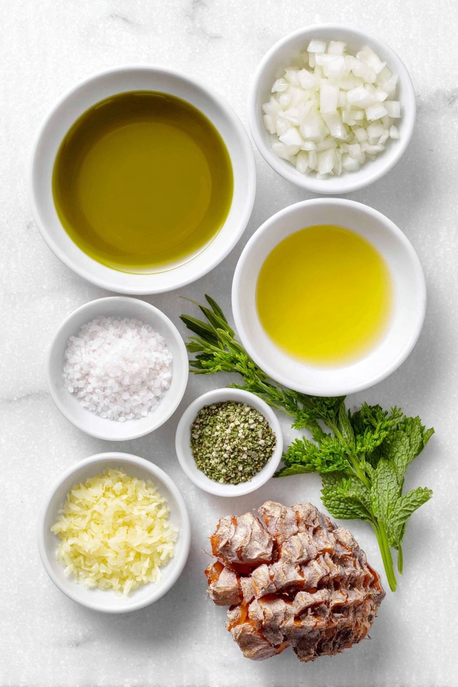 Flat lay of a small white ceramic bowl of extra-virgin olive oil, a small white ceramic bowl of sherry vinegar, a small white ceramic bowl of minced shallot, a small white ceramic bowl of smooth Dijon mustard, a small white ceramic bowl of golden honey, a small white ceramic bowl with grated lemon zest, a small white ceramic bowl of sea salt, a small white ceramic bowl of freshly cracked black pepper, a peeled whole red beet resting beside a pile of freshly grated red beet, a peeled whole large carrot beside a pile of freshly grated carrot, a small bunch of chopped fresh flat leaf parsley, a small bunch of chopped fresh mint placed on a clean white marble surface, soft natural light, photo taken with an iPhone, professional food photography style, fresh ingredients, white ceramic bowls, no bottles, no duplicates, no utensils, no packaging --ar 2:3 --v 7 --p m7354615311229779997 - Grated Beet Salad with Fresh Herbs, healthy beet salad, easy beet salad recipe, colorful vegetable side dish, fresh herb salad