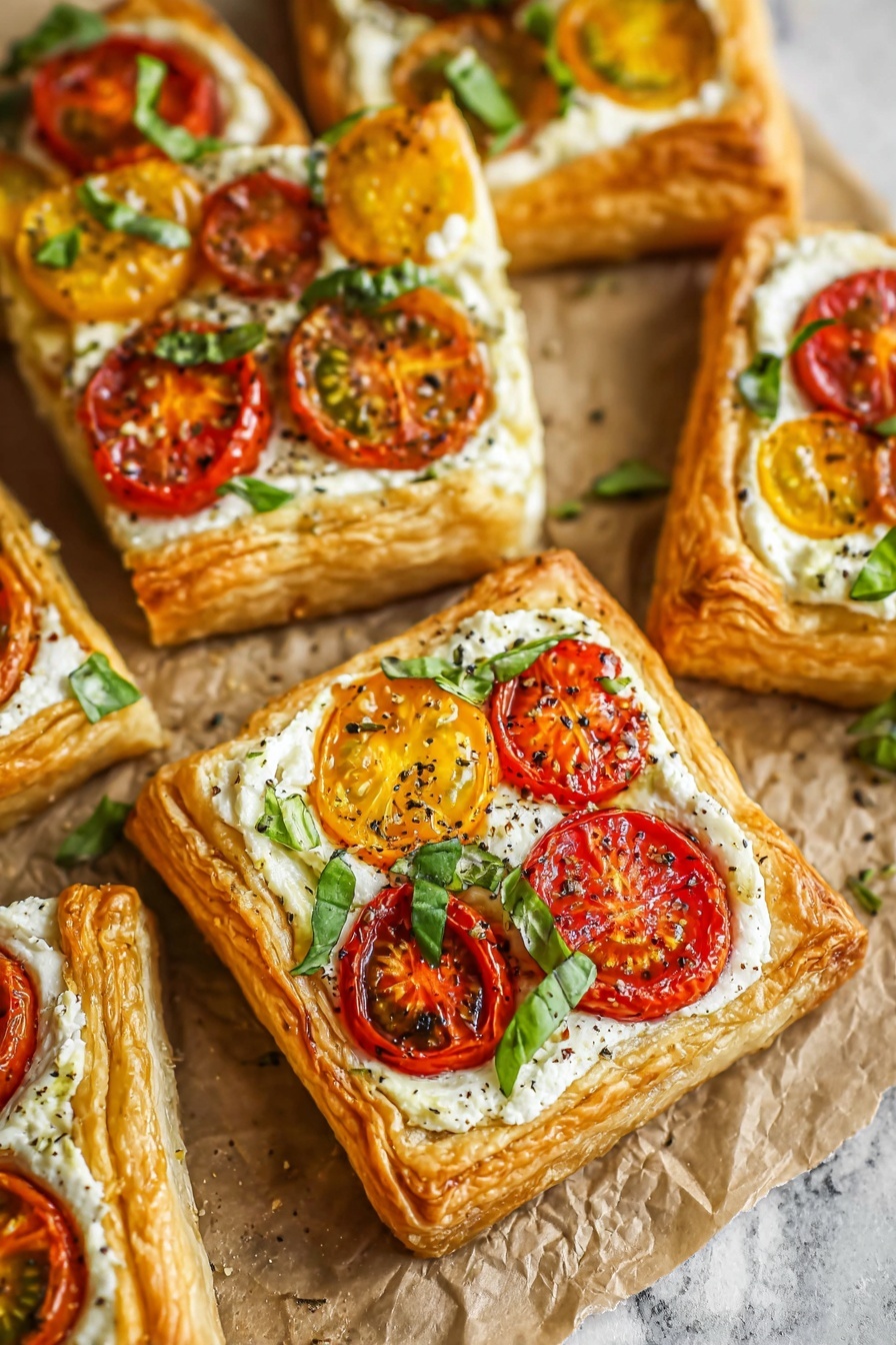 Tomato Ricotta Puff Pastry Tartlets Recipe - Serving