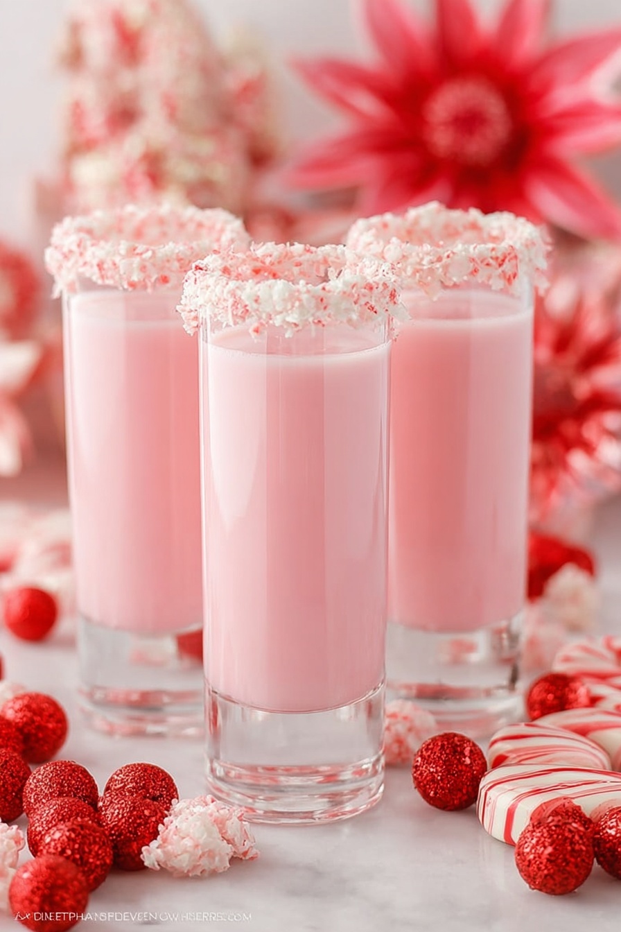 Candy Cane Vodka Shots Recipe - Serving