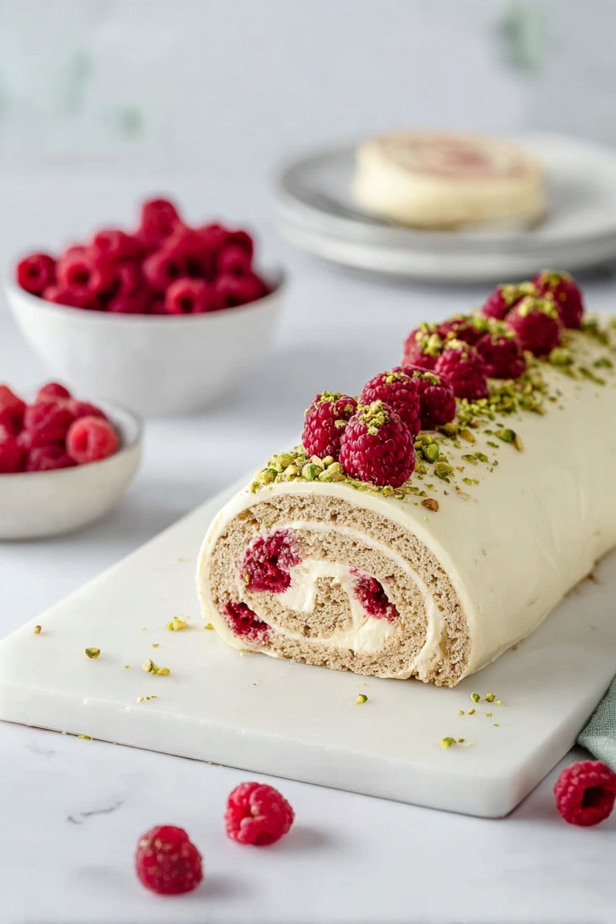 Christmas Raspberry Pistachio Roulade Recipe - Serving