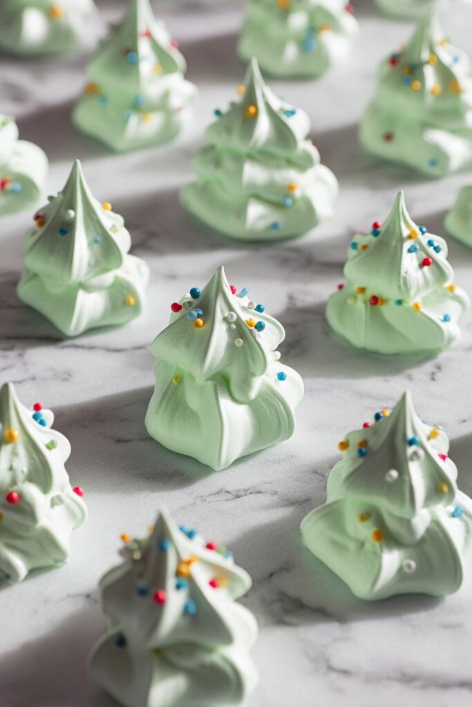 Festive Green Meringue Christmas Trees Recipe