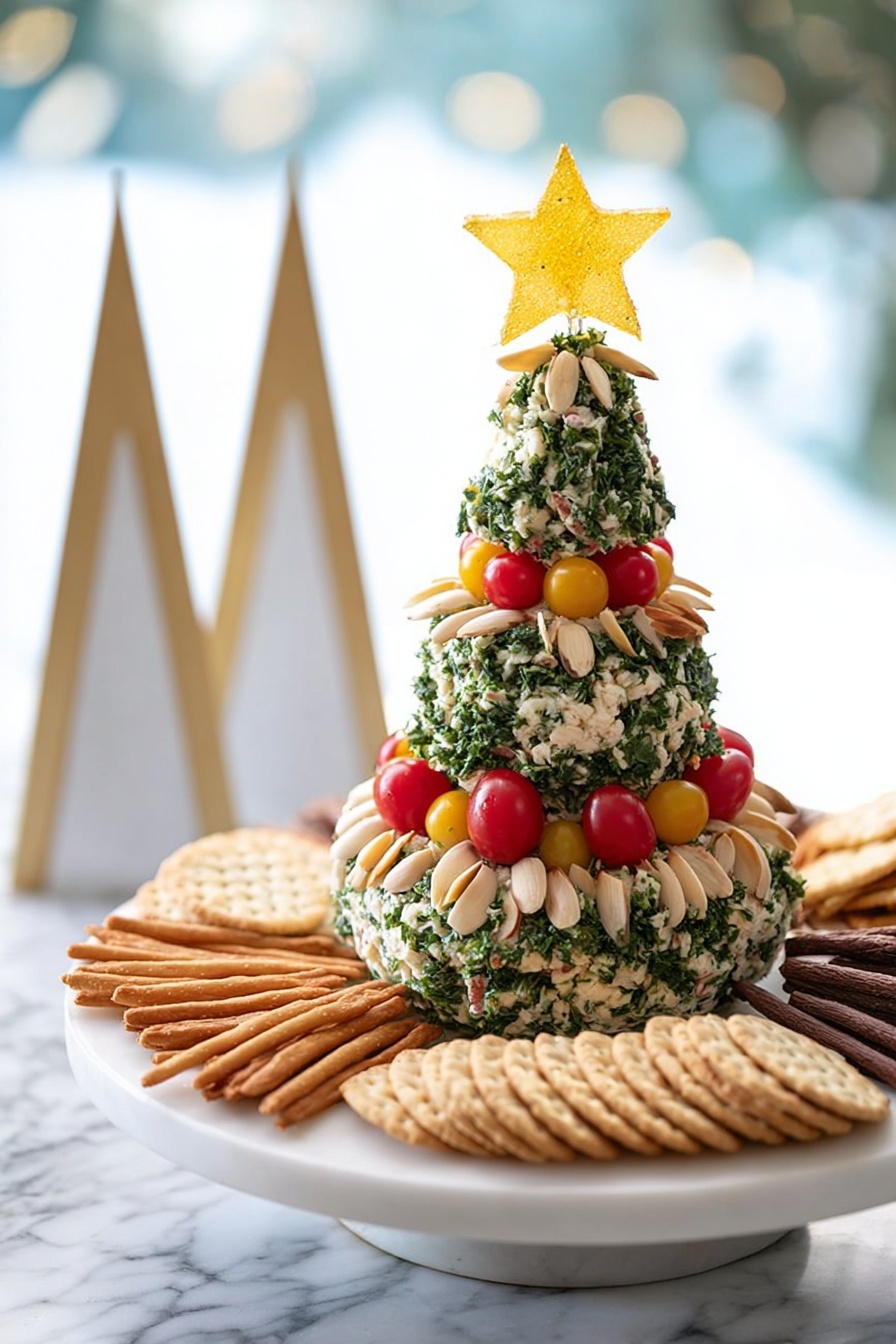 Christmas Tree Cheeseball Recipe - Serving