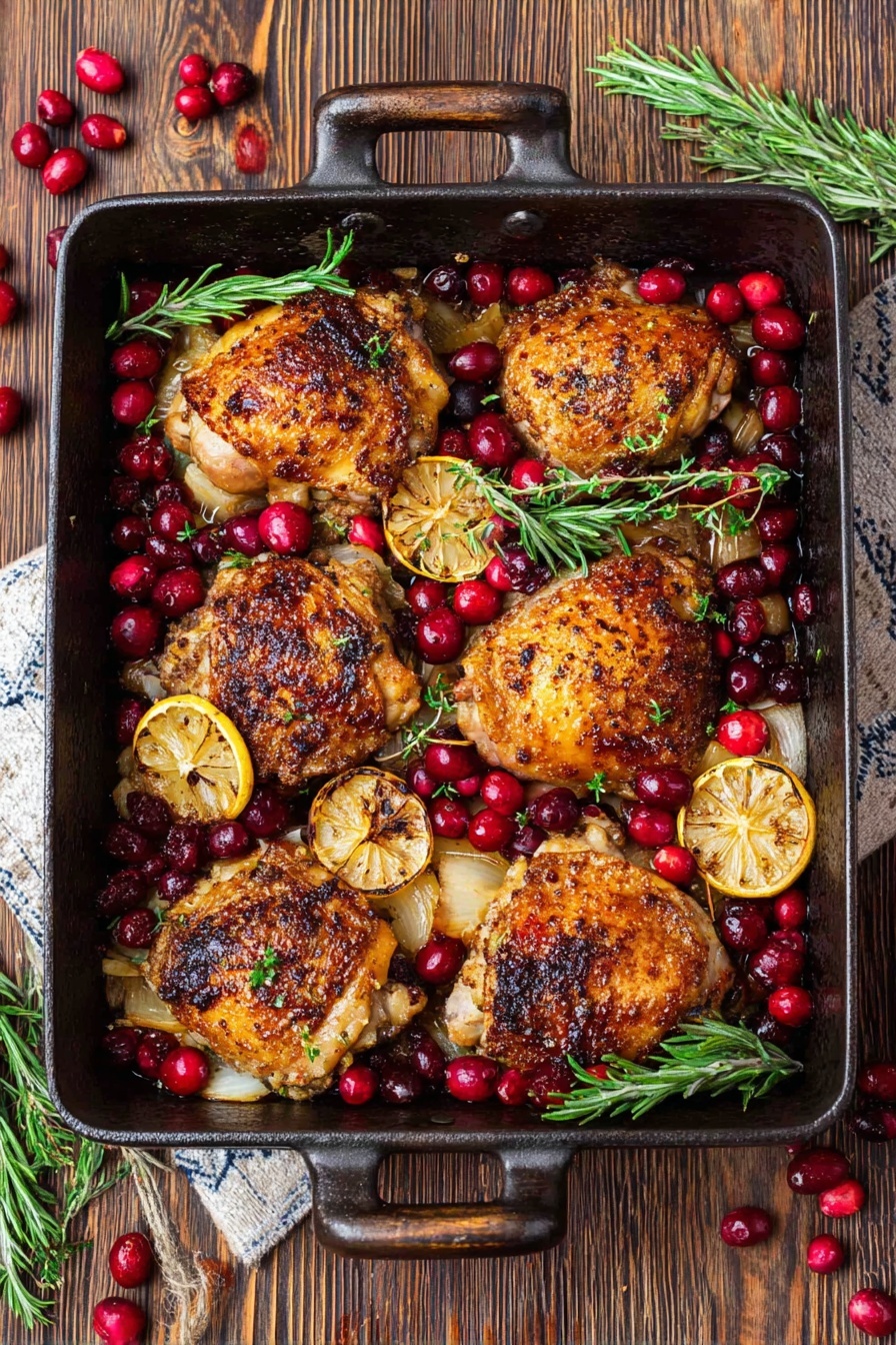 Baked Cranberry Chicken with Rosemary Recipe - Serving