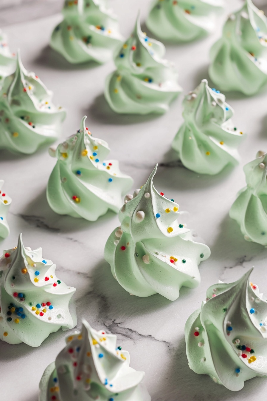 Festive Green Meringue Christmas Trees Recipe - Serving