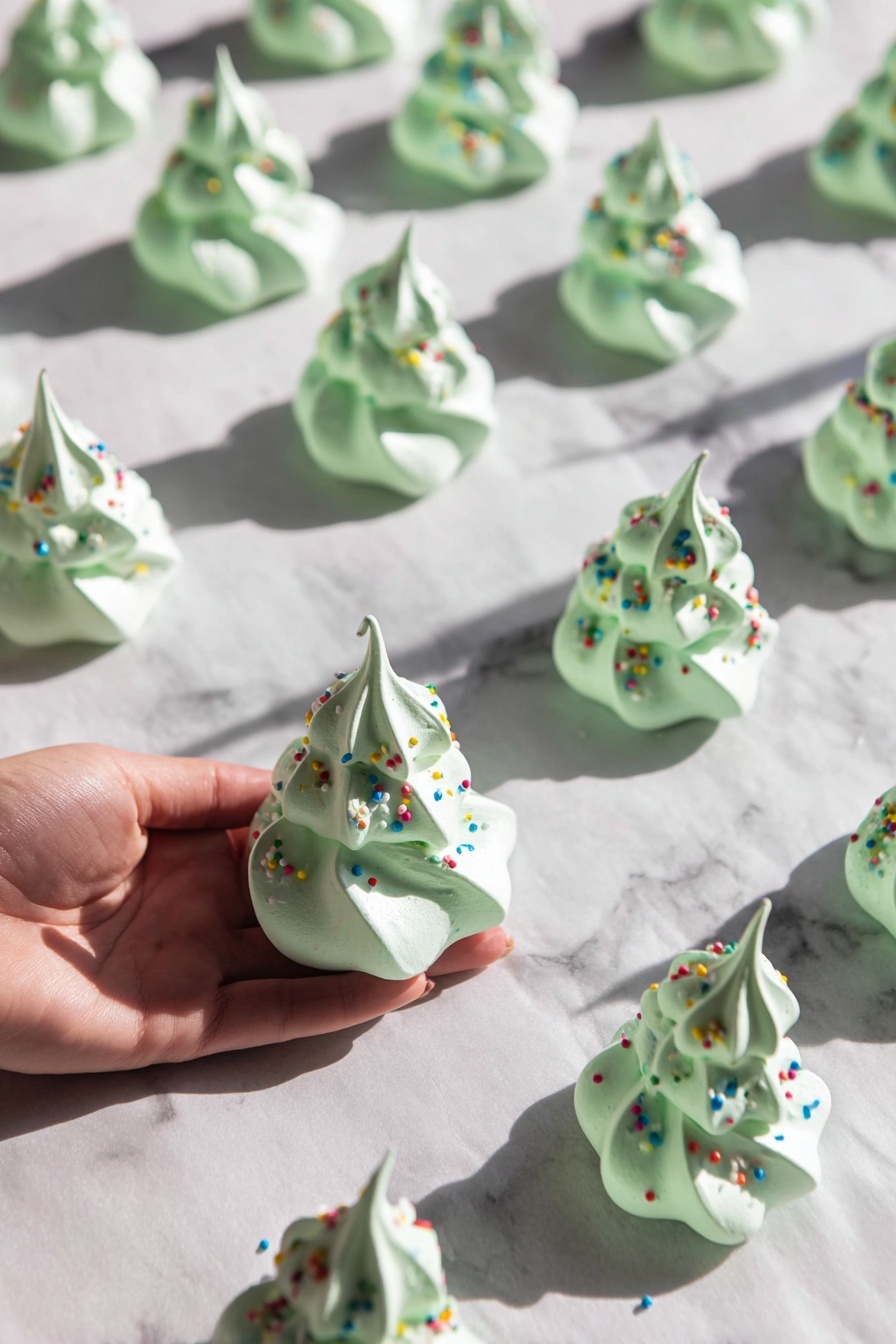 Festive Green Meringue Christmas Trees Recipe - Recipe Step