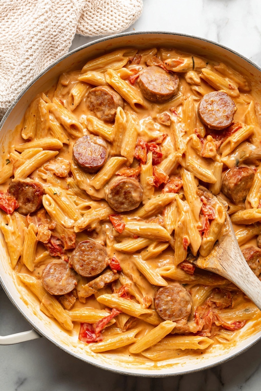 Cheesy Kielbasa Pastapermalink Recipe - Serving
