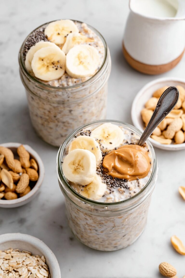 High Protein Peanut Butter Banana Overnight Oats Recipe