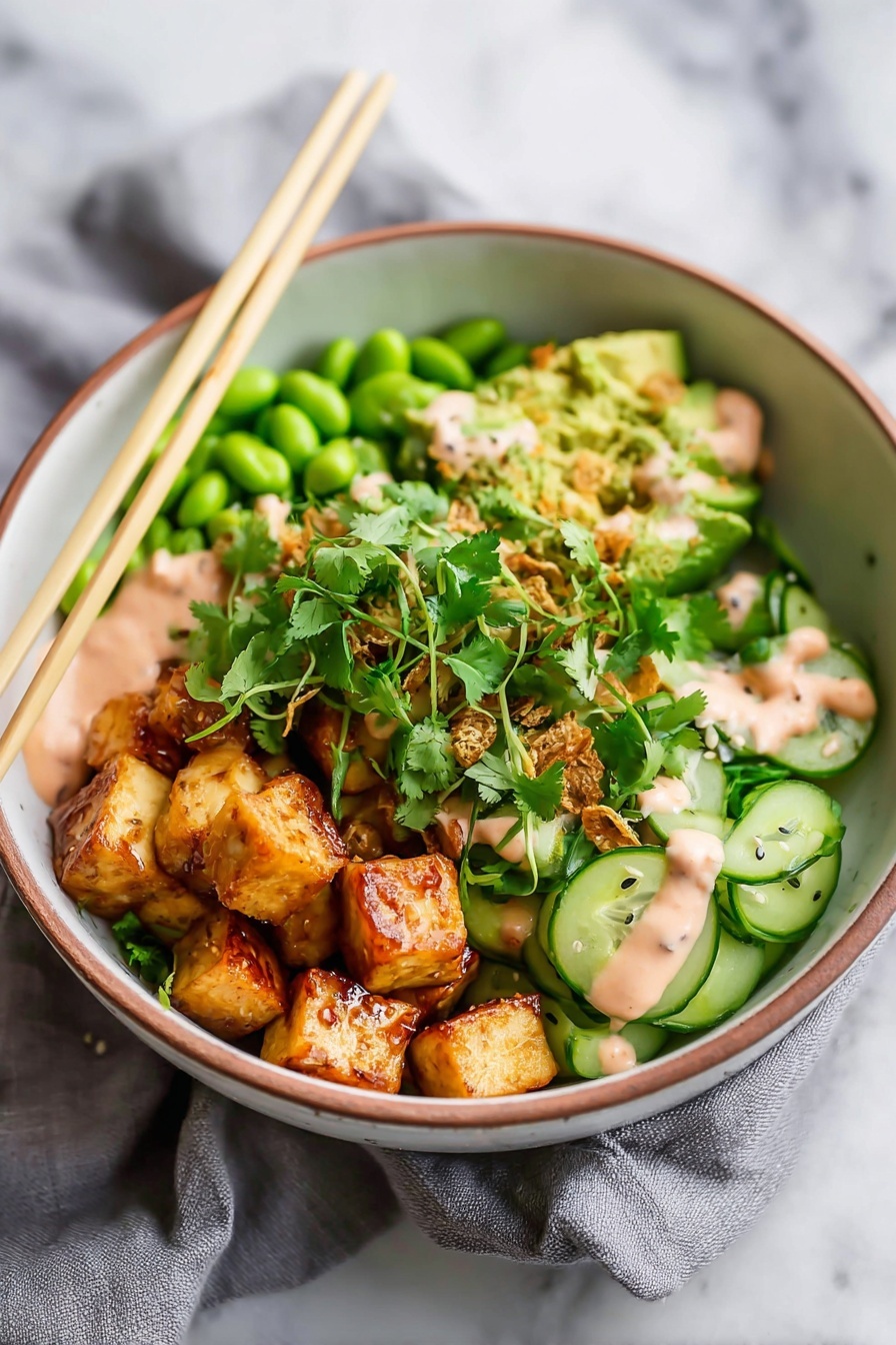 Sticky Glazed Tofu Bowl with Yum Yum Sauce Recipe - Serving