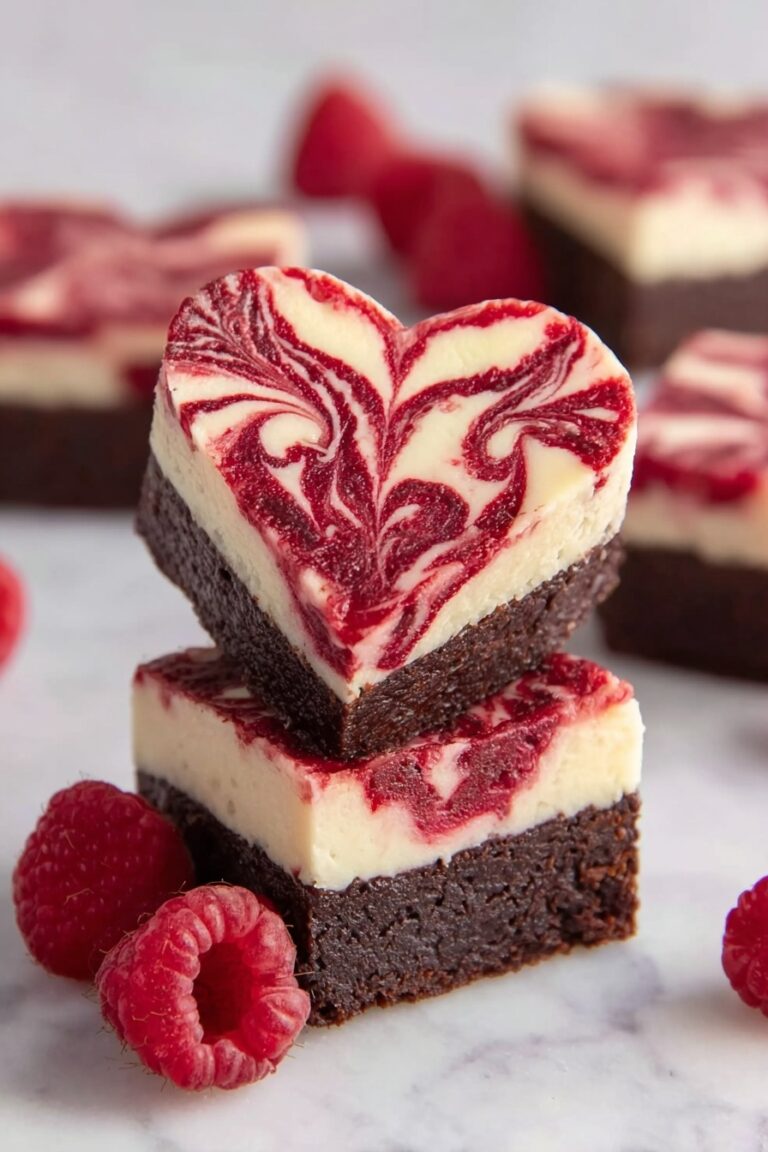 Raspberry Heart Brownies with Cream Cheese Swirl Recipe