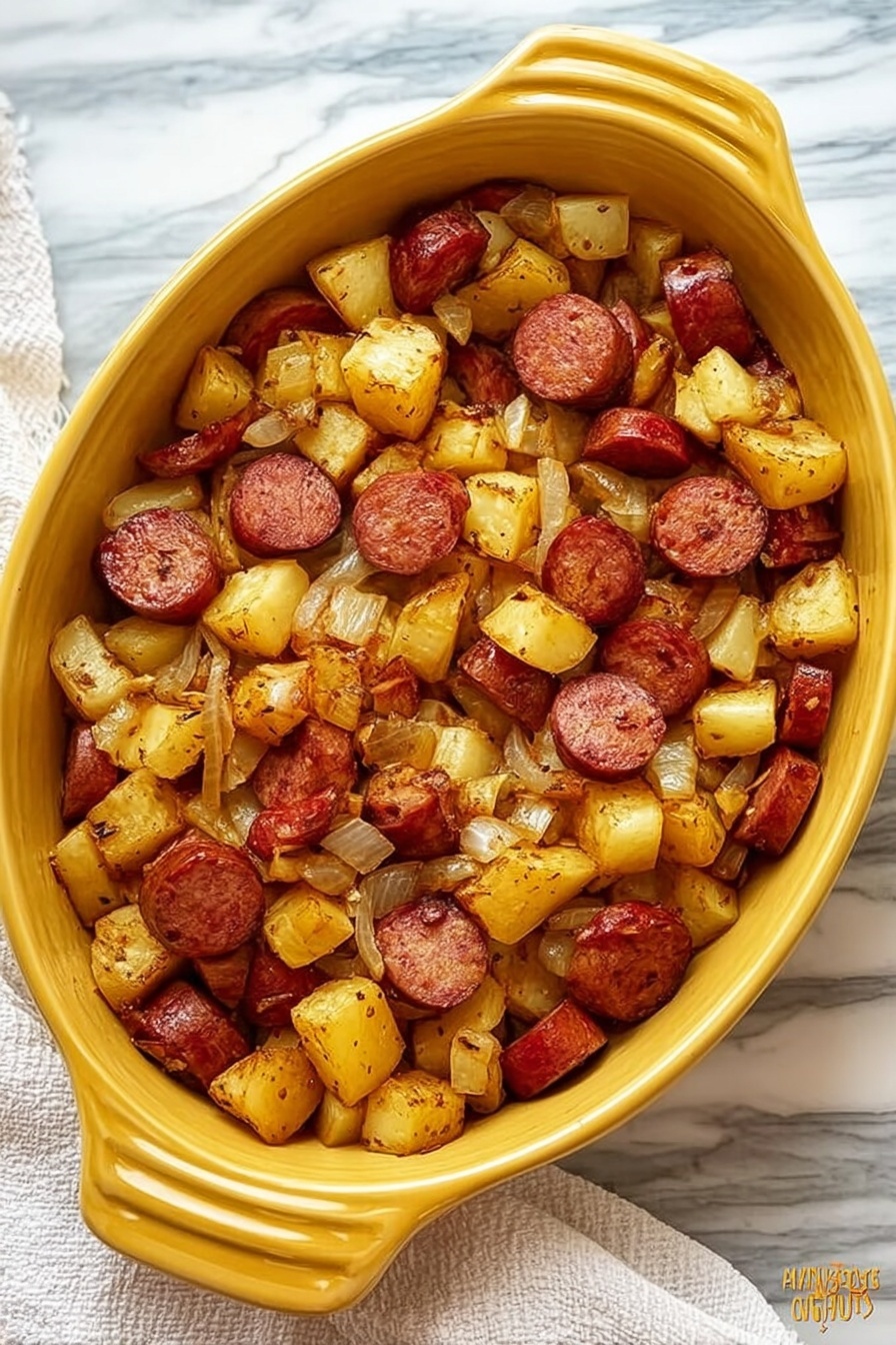 Kielbasa and Potato Skillet Recipe - Serving