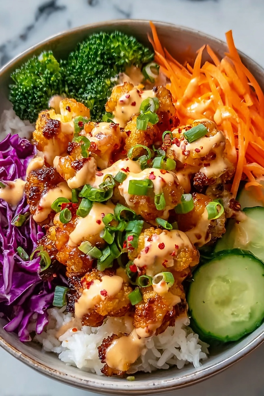 Bang Bang Chicken Rice Bowl Recipe - Serving