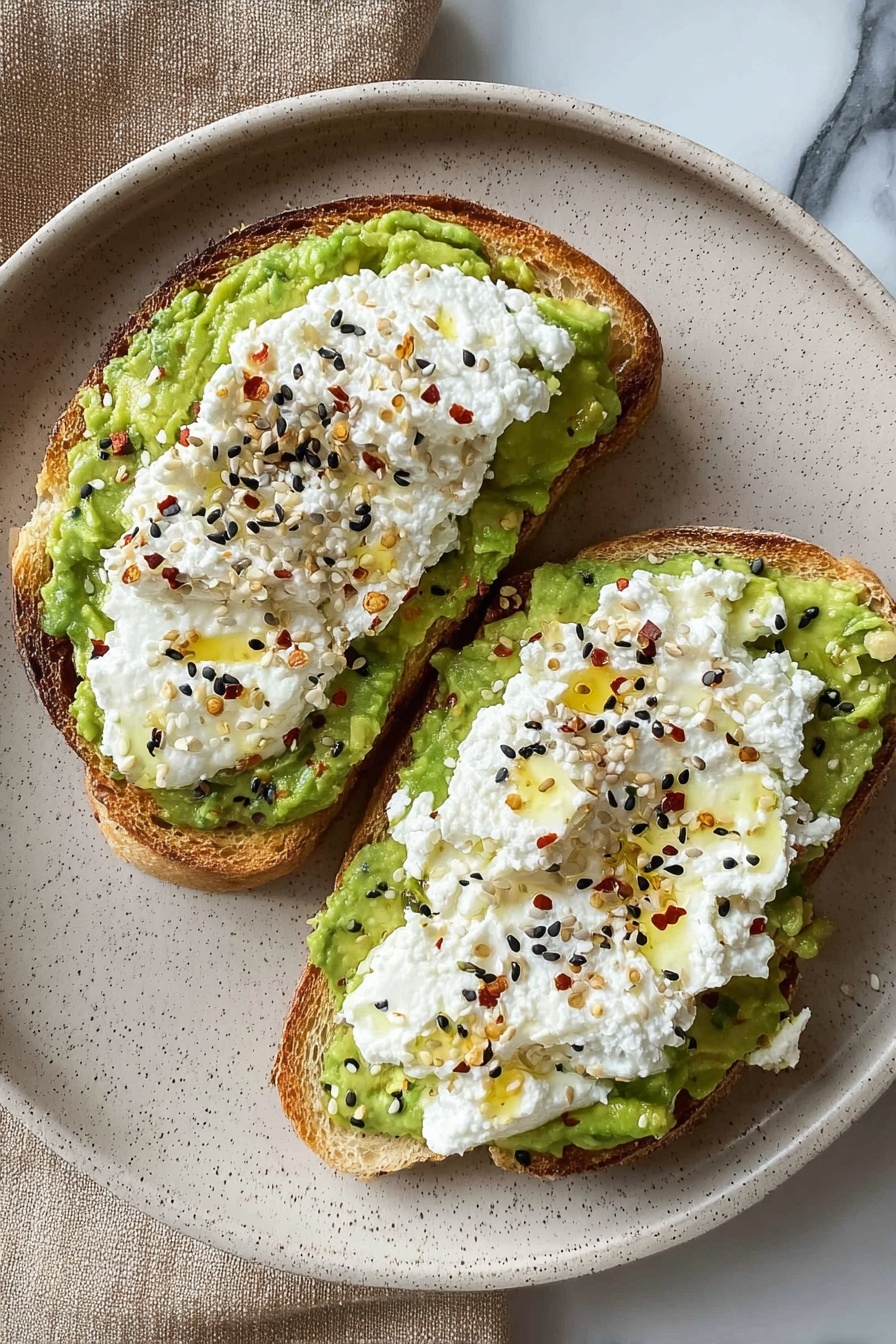 Creamy Cottage Cheese Avocado Toast Recipe - Serving