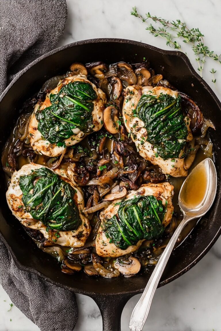 Stuffed Chicken Breast with Spinach and Caramelized Onions Recipe