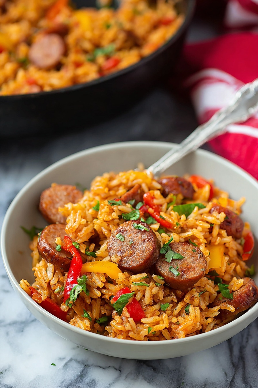 Savory Sausage and Rice Skillet Recipe - Serving