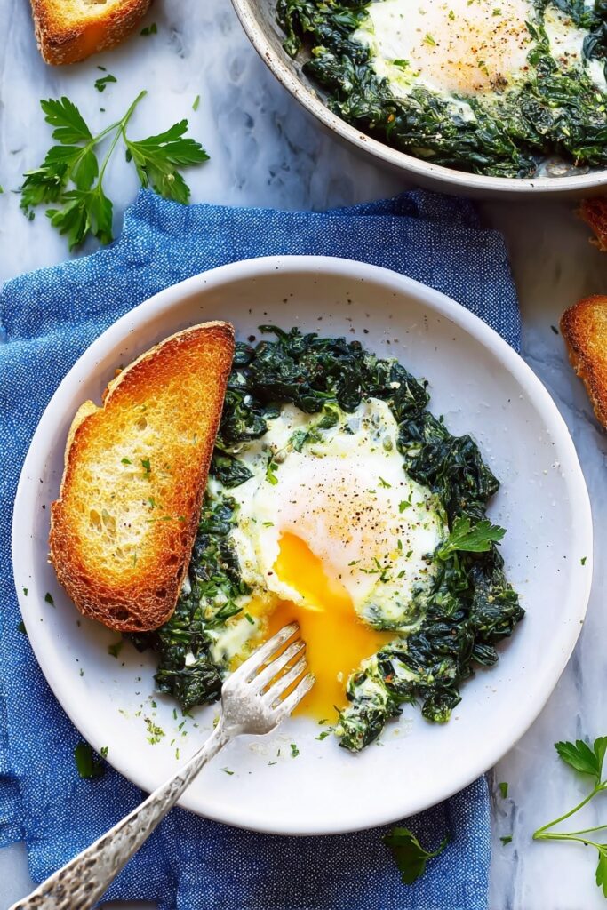 Creamy Spinach Egg Skillet Recipe