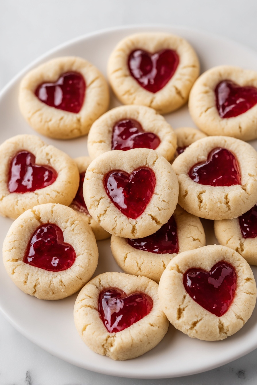 Heart Thumbprint Cookies with Jam Recipe - Serving