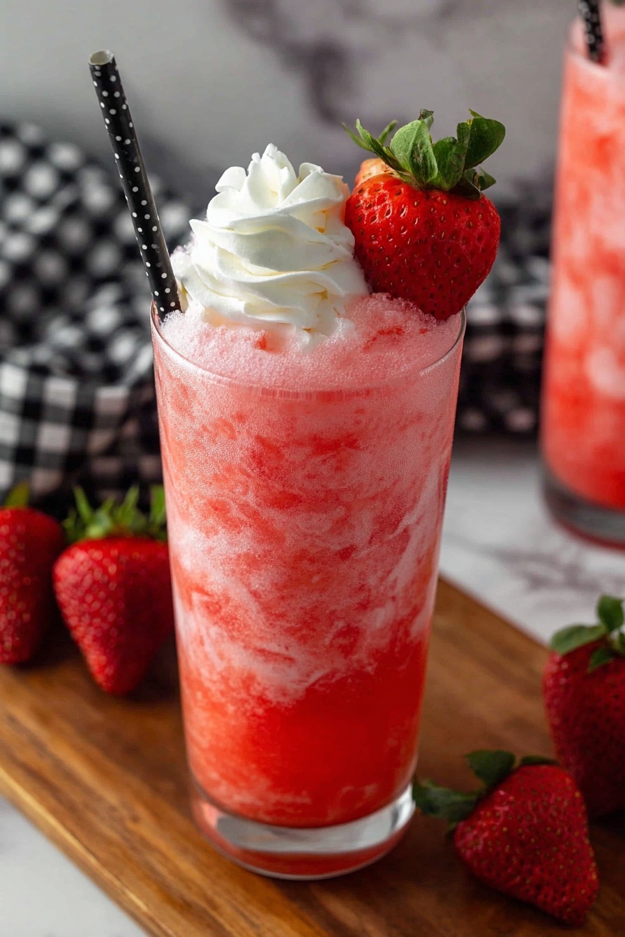 Strawberry Soda Float with Vanilla Cream Recipe - Serving