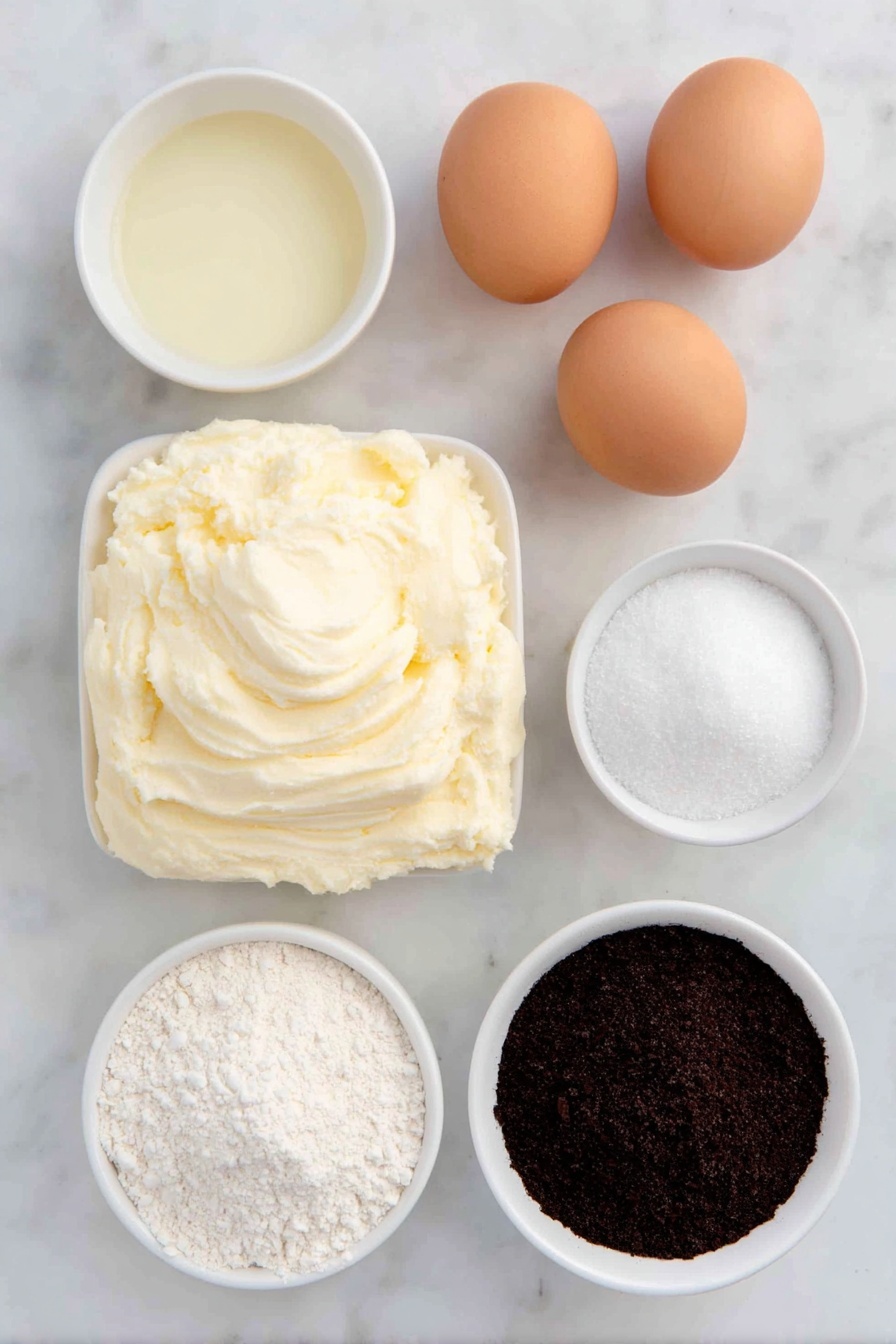 Flat lay of a small mound of creamy white shortening, a neat pile of white granulated sugar, two whole brown eggs with clean shells, a small white ceramic bowl of clear vanilla extract, a small white ceramic bowl of creamy buttermilk, a small white ceramic bowl filled with vibrant red gel food coloring, a small heap of all-purpose flour, a small mound of unsweetened dark cocoa powder, and a small pinch of fine salt — all arranged symmetrically on a clean white marble surface, soft natural light, photo taken with an iPhone, professional food photography style, fresh ingredients, white ceramic bowls, no bottles, no duplicates, no utensils, no packaging --ar 2:3 --v 7 --p m7354615311229779997 - Red Velvet Rose Cookies, red velvet cookies, elegant cookie recipes, rose-shaped cookies, festive dessert ideas