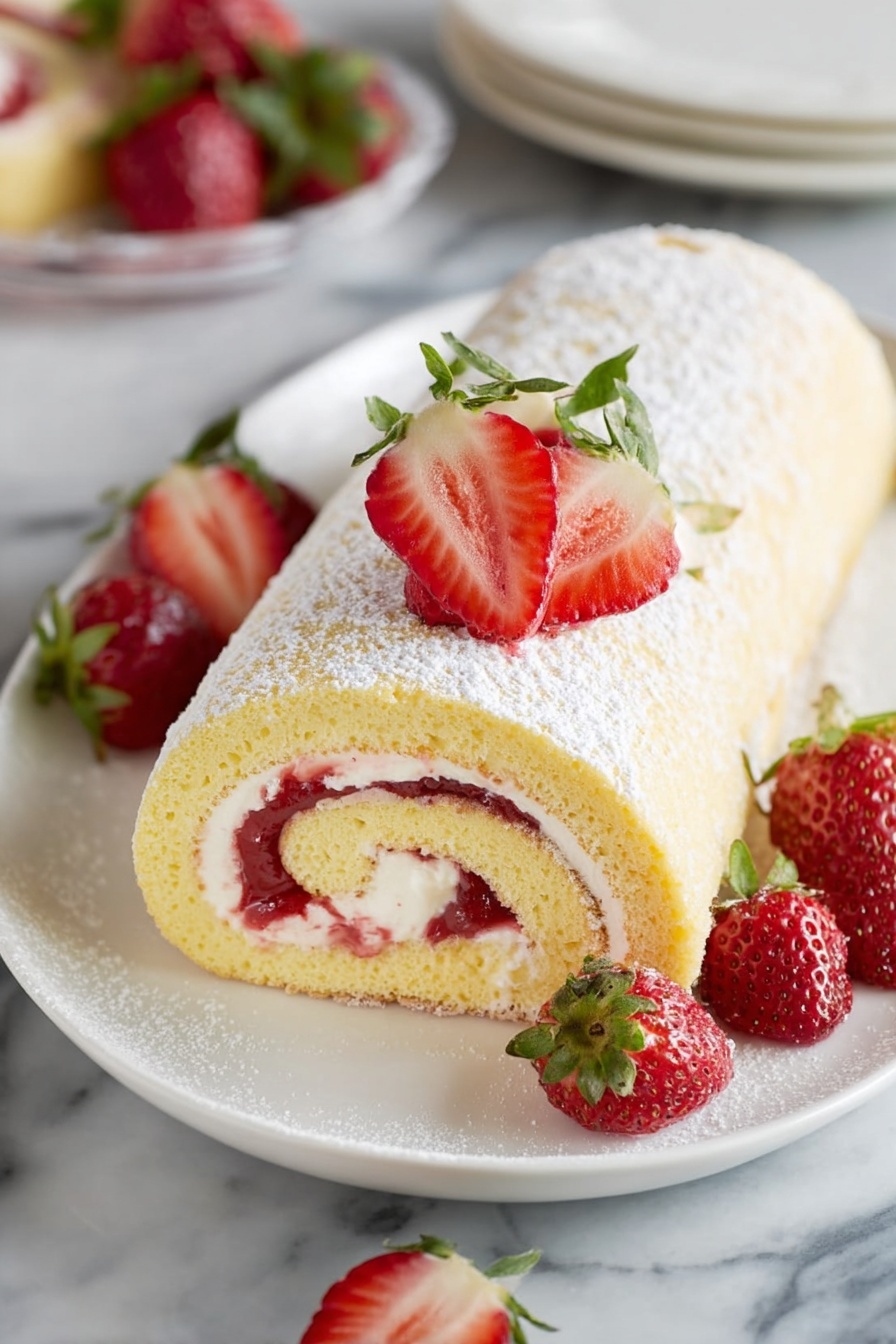 Strawberries and Cream Swiss Roll Recipe - Serving
