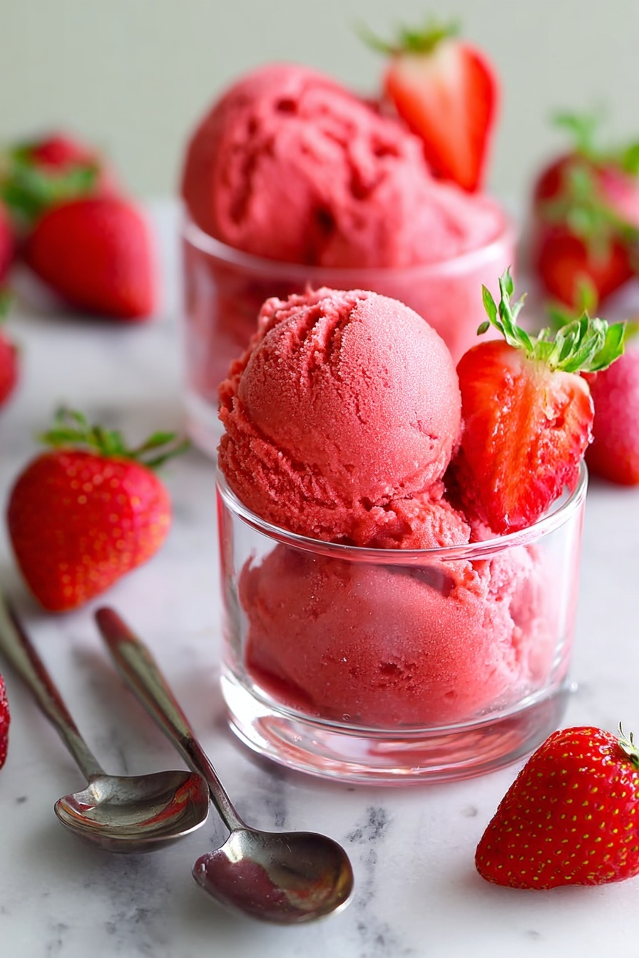 Healthy Strawberry Sorbet Recipe - Serving