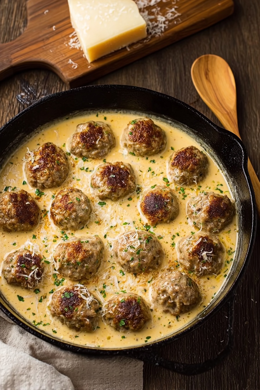 Keto Turkey Meatballs in Creamy Parmesan Sauce Recipe